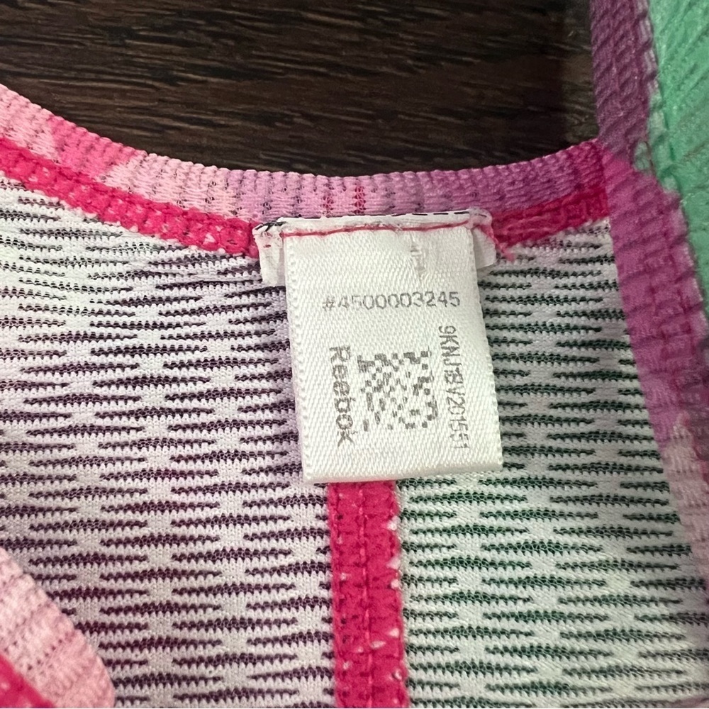 Reebok Pink and Green Sheer Tank Top - Womens Large 12-14 - Picture 2 of 5
